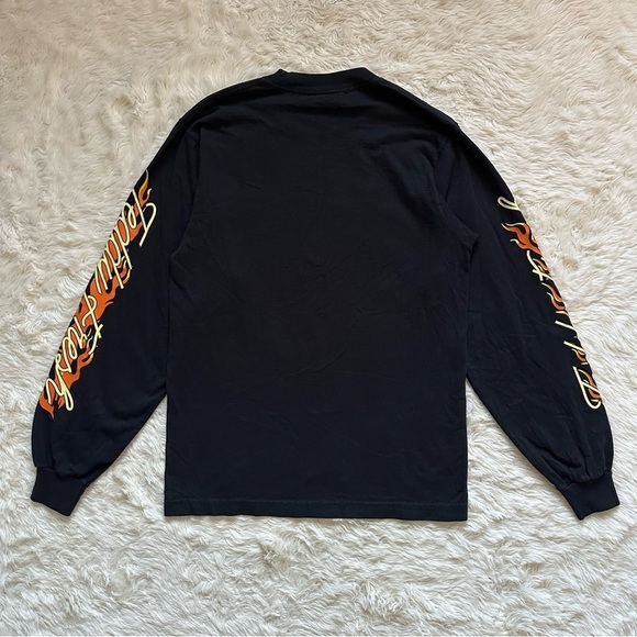 Teddy Fresh Long Sleeve Tee Giddy Up Cowboy Hat Flames Crewneck Black S NWT New - Picture 3 of 11